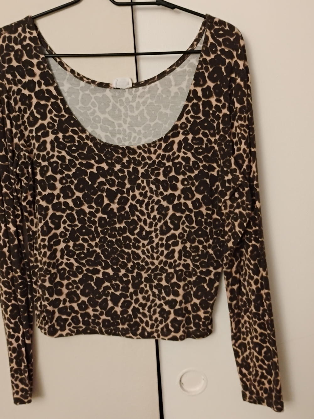 Cotton On Brown Leopard Print Long Sleeve Scoop Neck Top